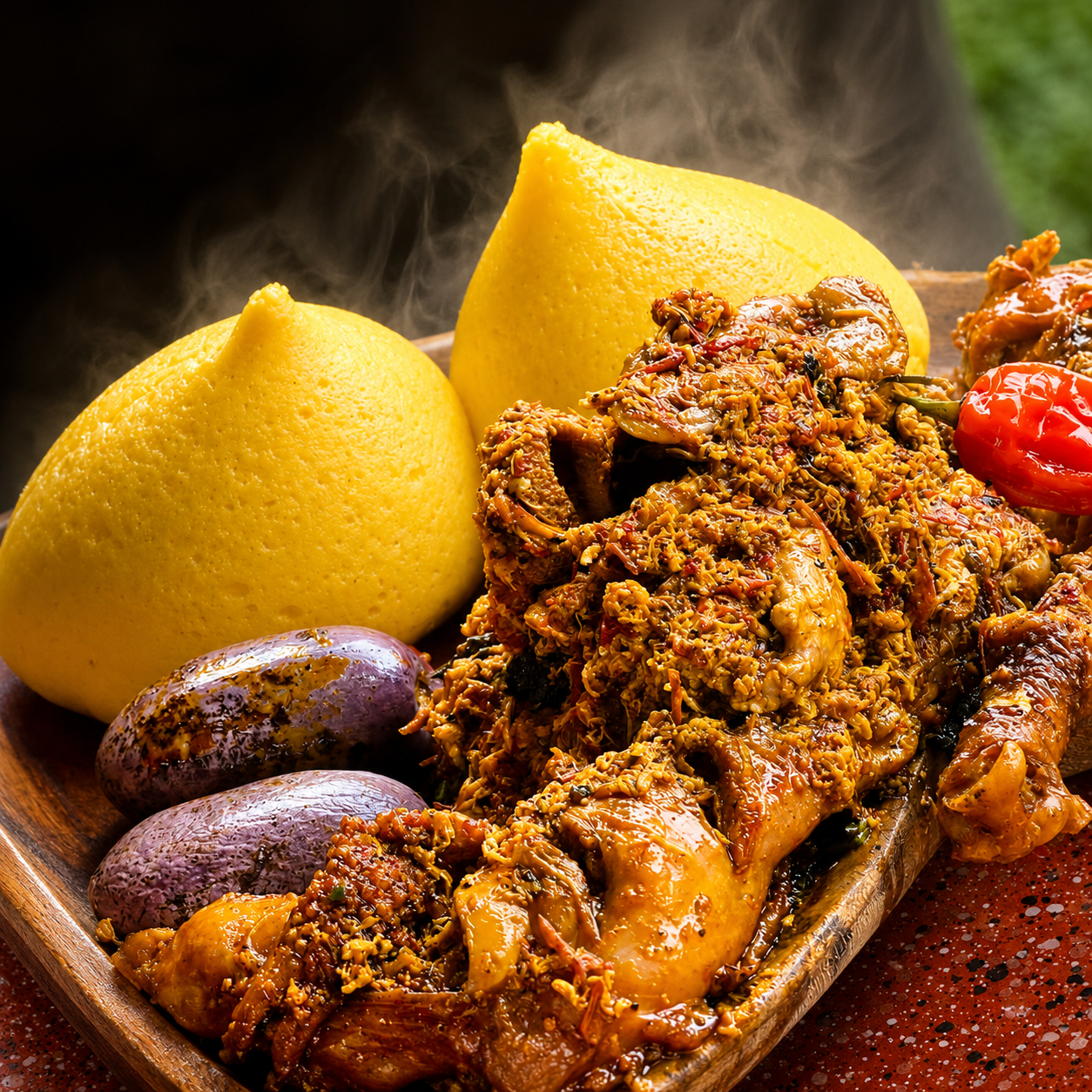 Corn Fufu & Huckleberry & Khati Khati